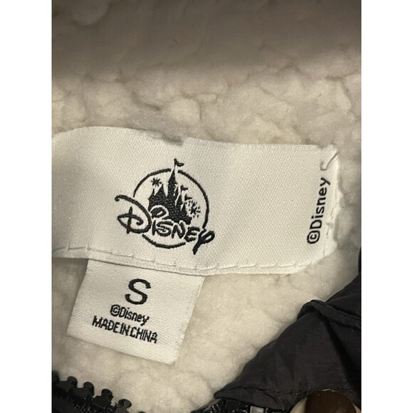 Disney Parks Jacket Womens Small Black Sherpa Lined Mickey Mouse Hooded Puffer - Picture 4 of 8